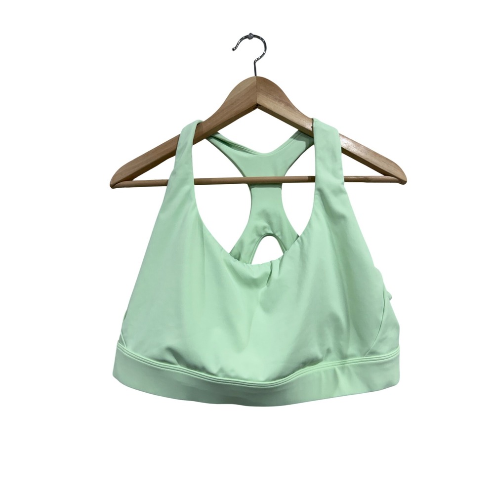 Athleta Interval Workout Athletic Training Sports Bra Green Racerback Cutout 2X